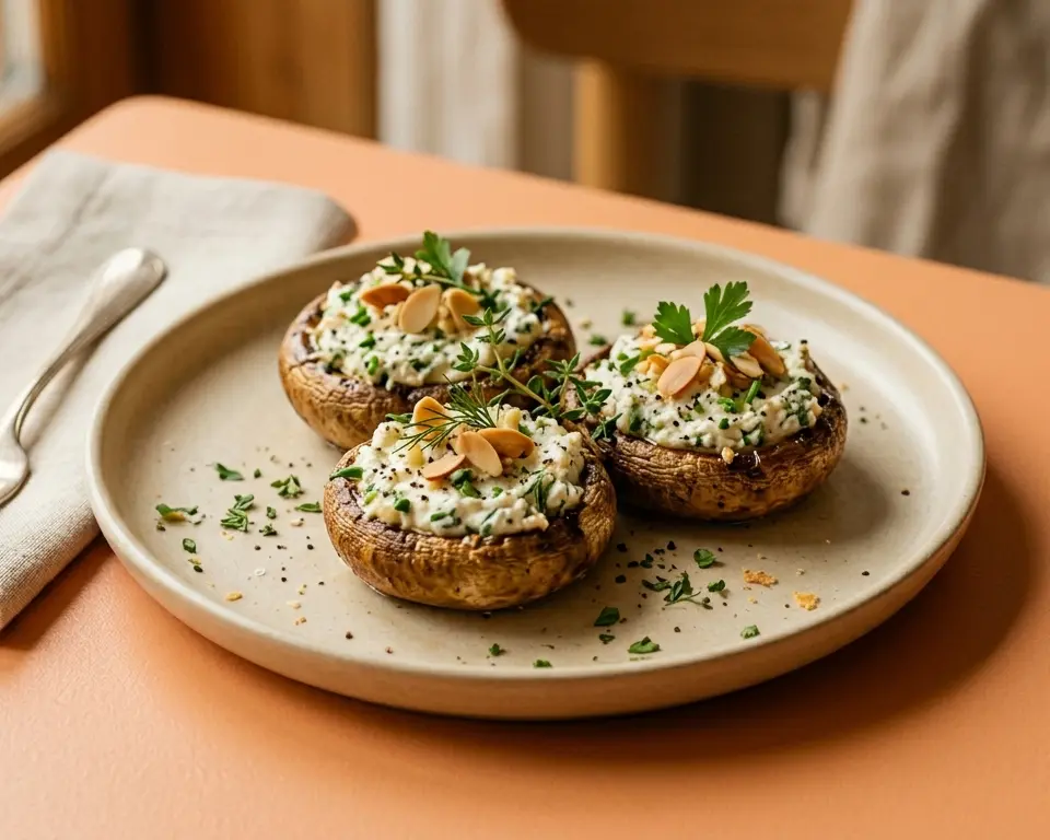 [2983] Champignons farcis au fromage frais, ail et fines herbes