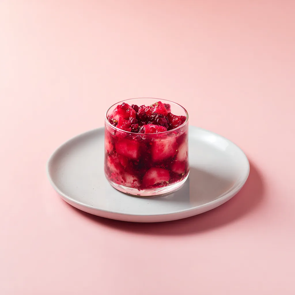 [4328] Compote de  fruits rouges et pommes parfumés au basilic