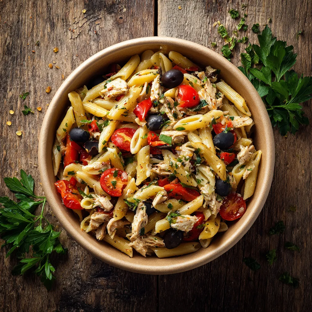 [5285] Fraich'Bol Catalan (mini Penne, Thon, Olives noires, Câpres,Poivrons,tomate), vinaigrette Catalane