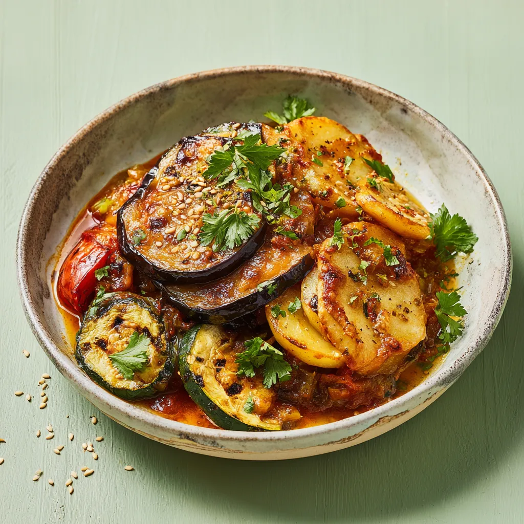 [5565] Moussaka végé (Sauce tomate, Aubergine, Oignon, Pomme de terre, Aromates)