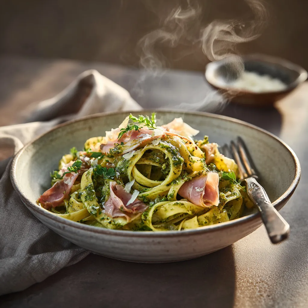 [4630] Pastas du jour au jambon fumé et pesto vert
