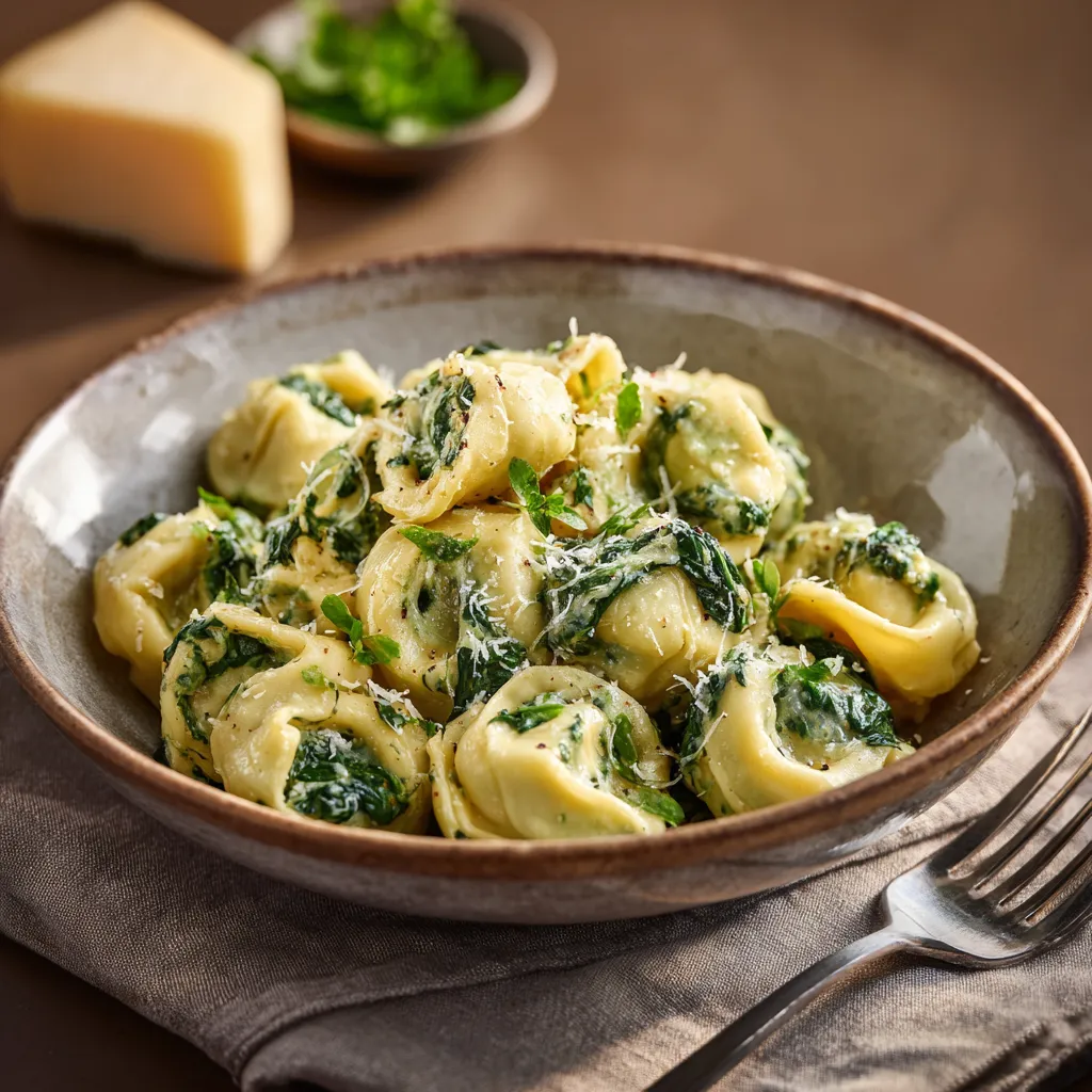 Pastas tortellini farci ricotta épinards sauce chèvre épinard