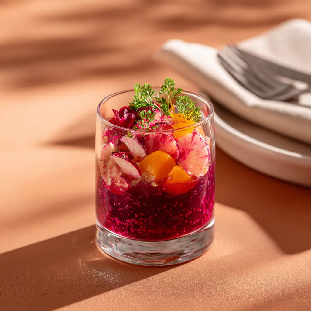 Verrine de betteraves râpées et pommes